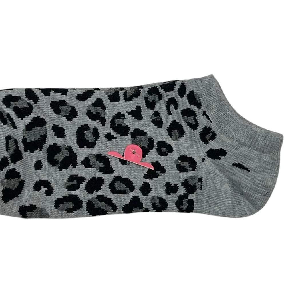 Women’s Low Cut Animal Print Socks 2 Pair Black Gray Zebra Leopard Print NEW